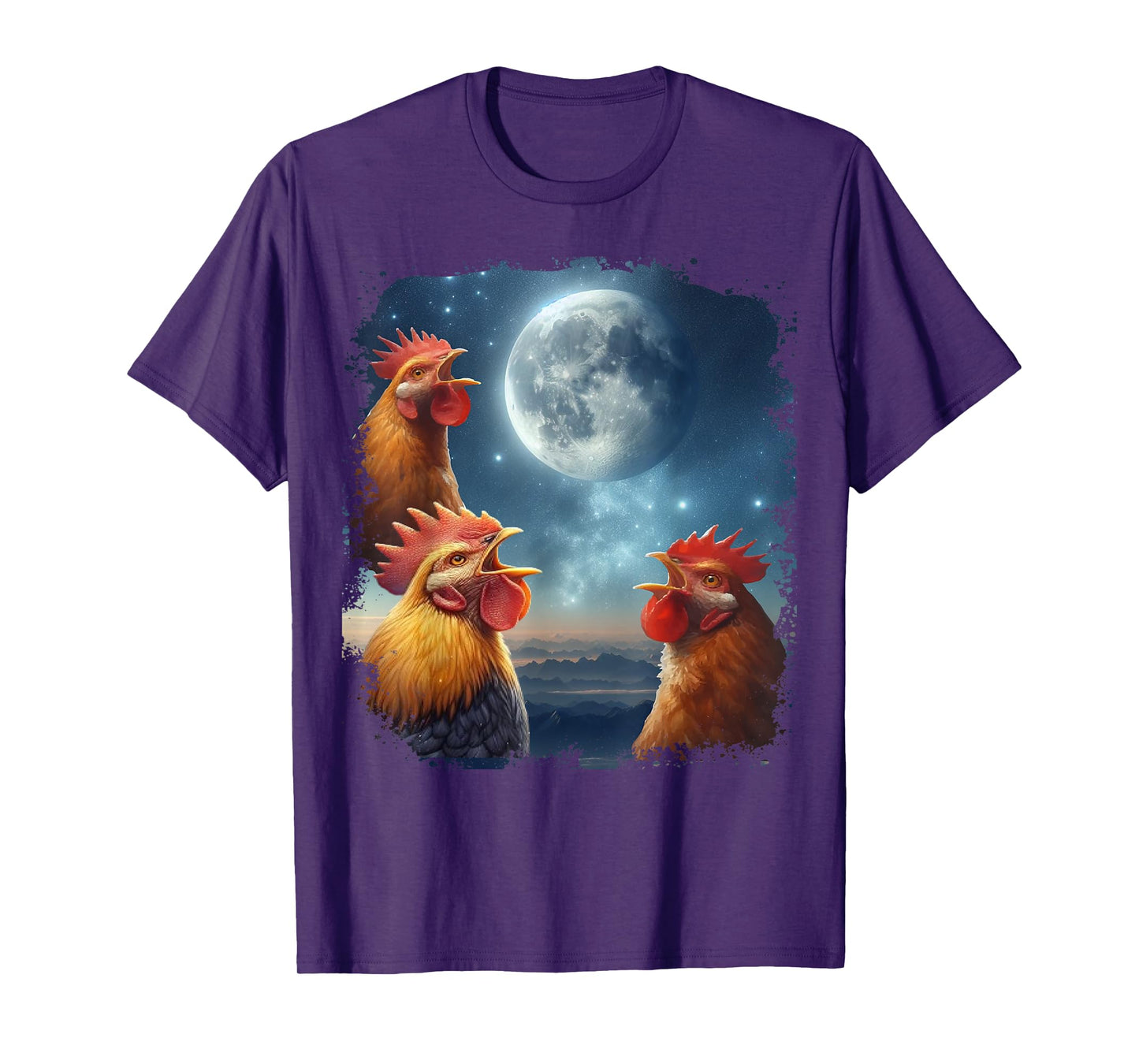 3 Chicken Moon, Funny 3 Chicken Howling Like Wolves T-Shirt