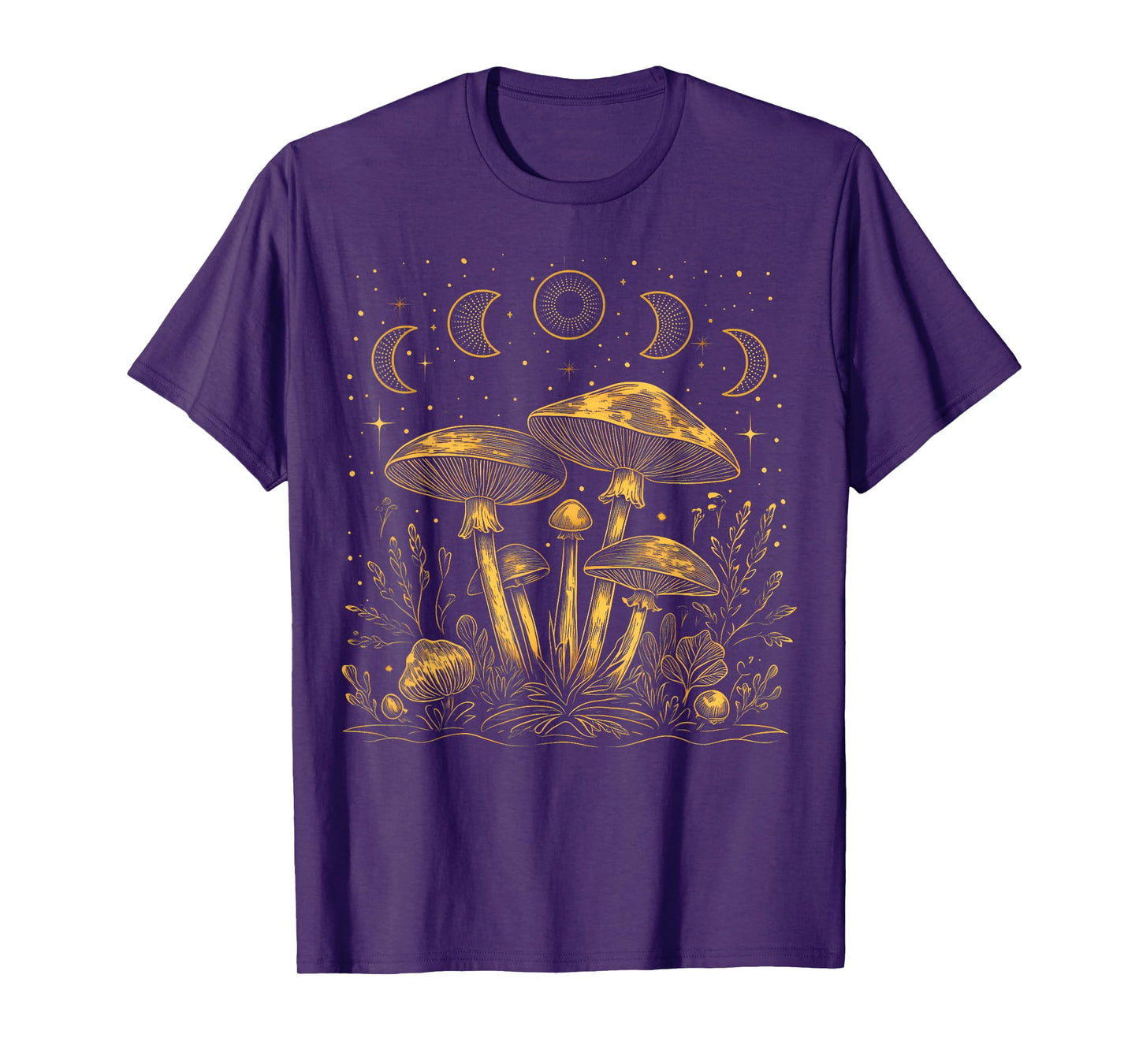 Vintage Dark Academia Fungi Mushroom Moon Witchy Aesthetic T-Shirt
