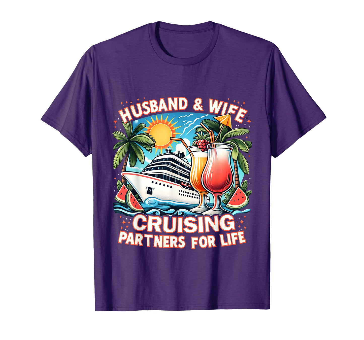 Husband and Wife Cruising Partners for Life Honeymoon Cruise T-Shirt