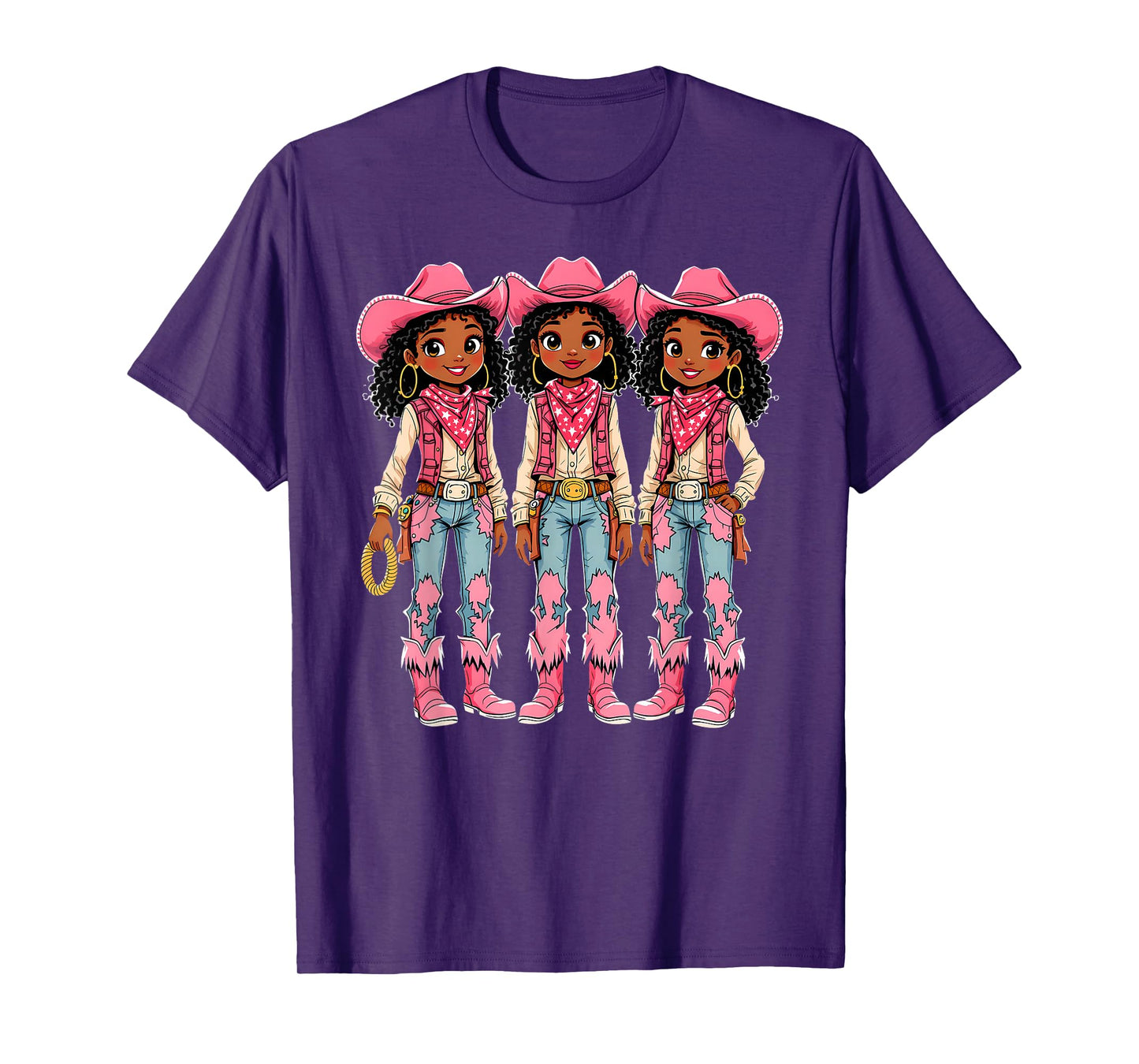 African American Black Cowgirl Girls Western Rodeo Melanin T-Shirt