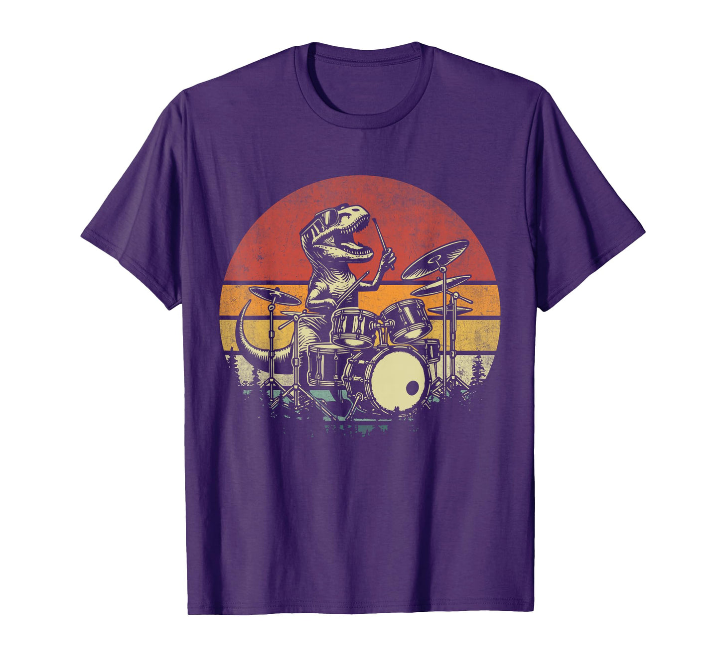 Funny Retro Trex Drummer Rock Drummer T-rex Playing Drums T-Shirt