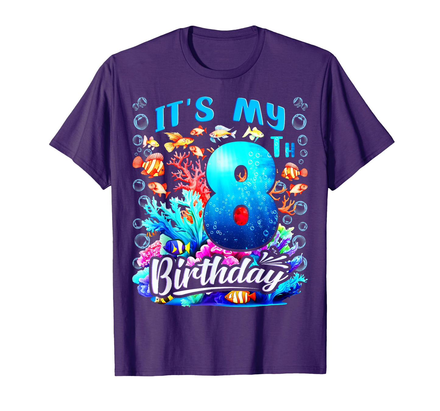 It's My 8th Birthday Boy Sea Fish Ocean Animals Aquarium T-Shirt