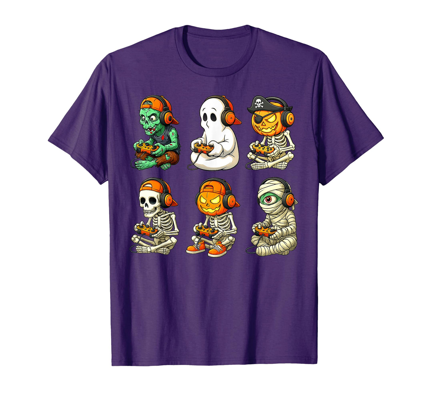 Halloween Skeleton Boo Gamer Video Gaming Boys Men Kids Tees T-Shirt