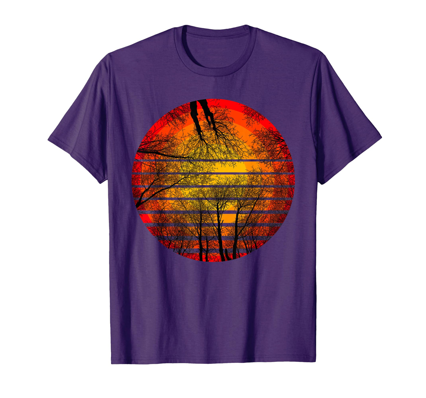 Trees Wildlife Nature Vintage Forest and Sunset. T-Shirt