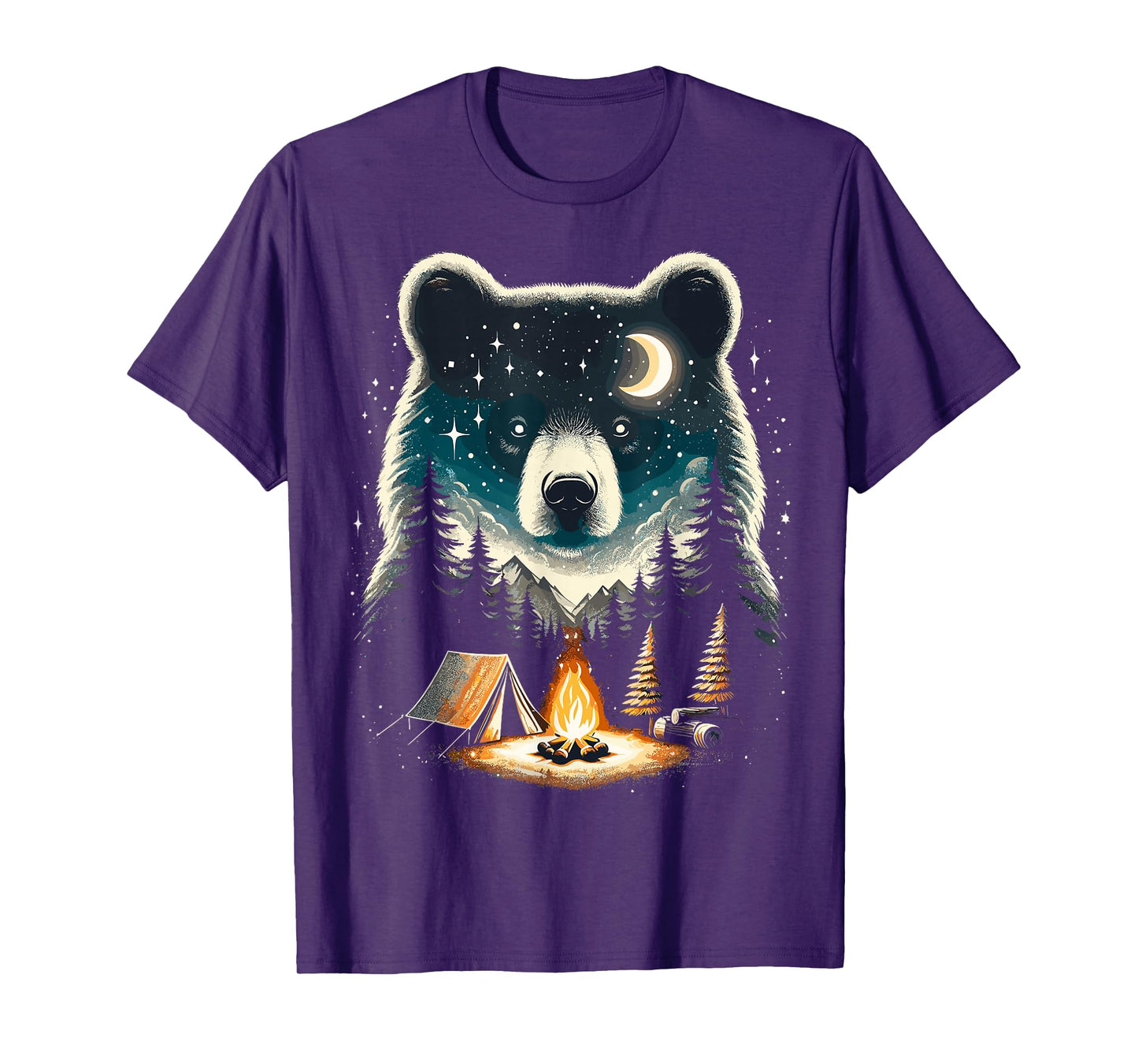 Retro Camping Bear Forest Nature Wildlife T-Shirt