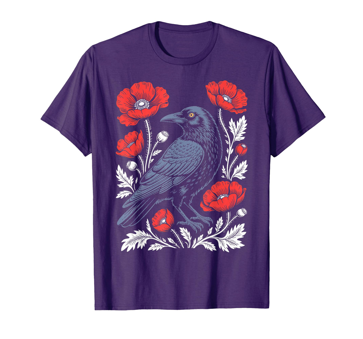 Crow Floral Flower Animal Gothic Birds Animal Funny Crow T-Shirt