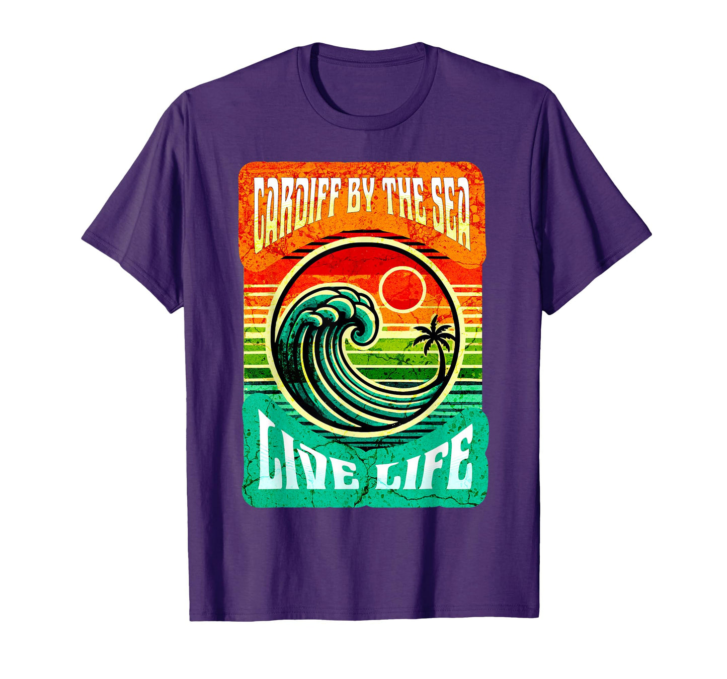 Cardiff By The Sea Coastal Vibes Sunset Graphic Tee T-Shirt