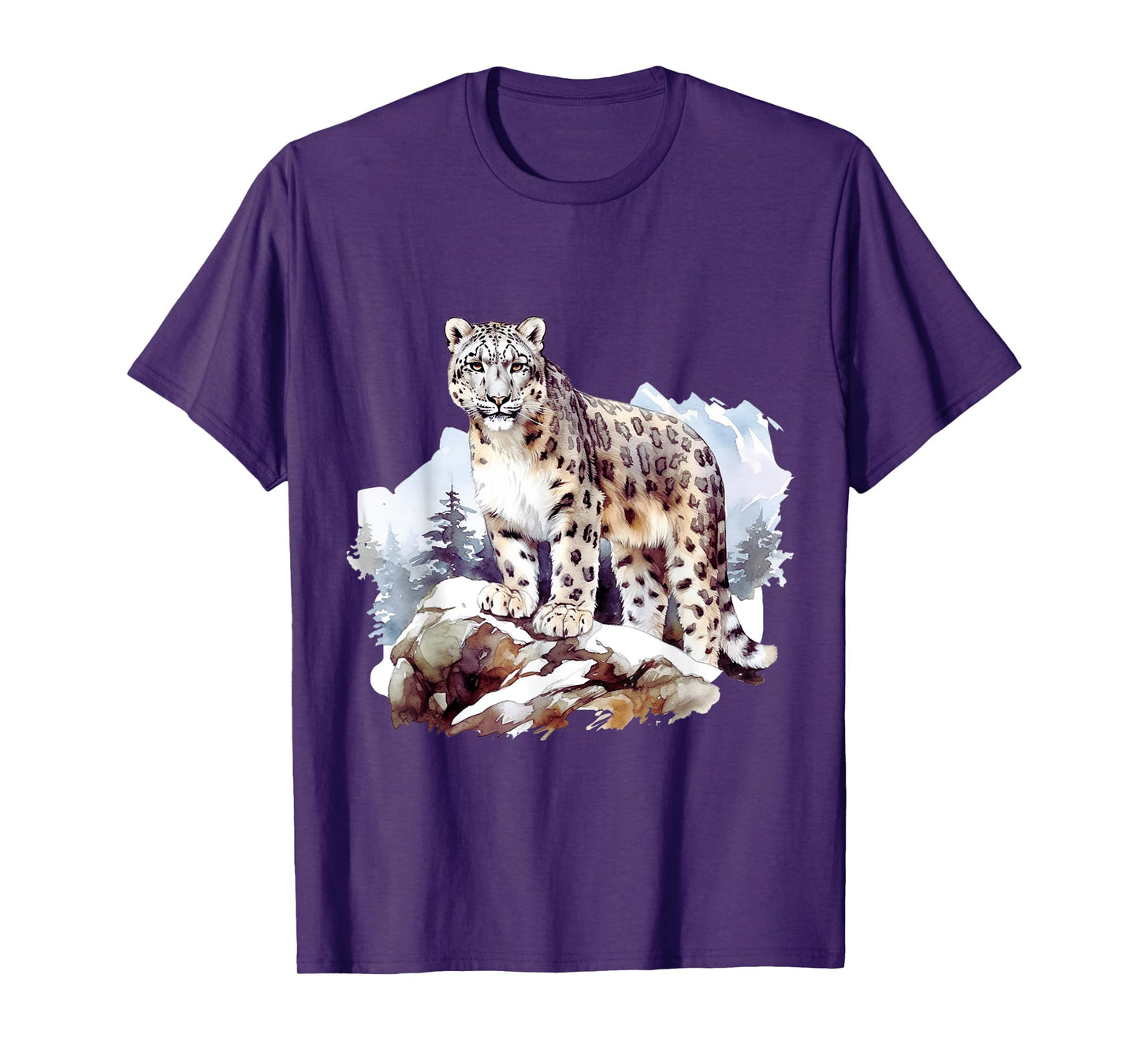 Snow Leopard Winter Mountain Big Cat Wildlife T-Shirt