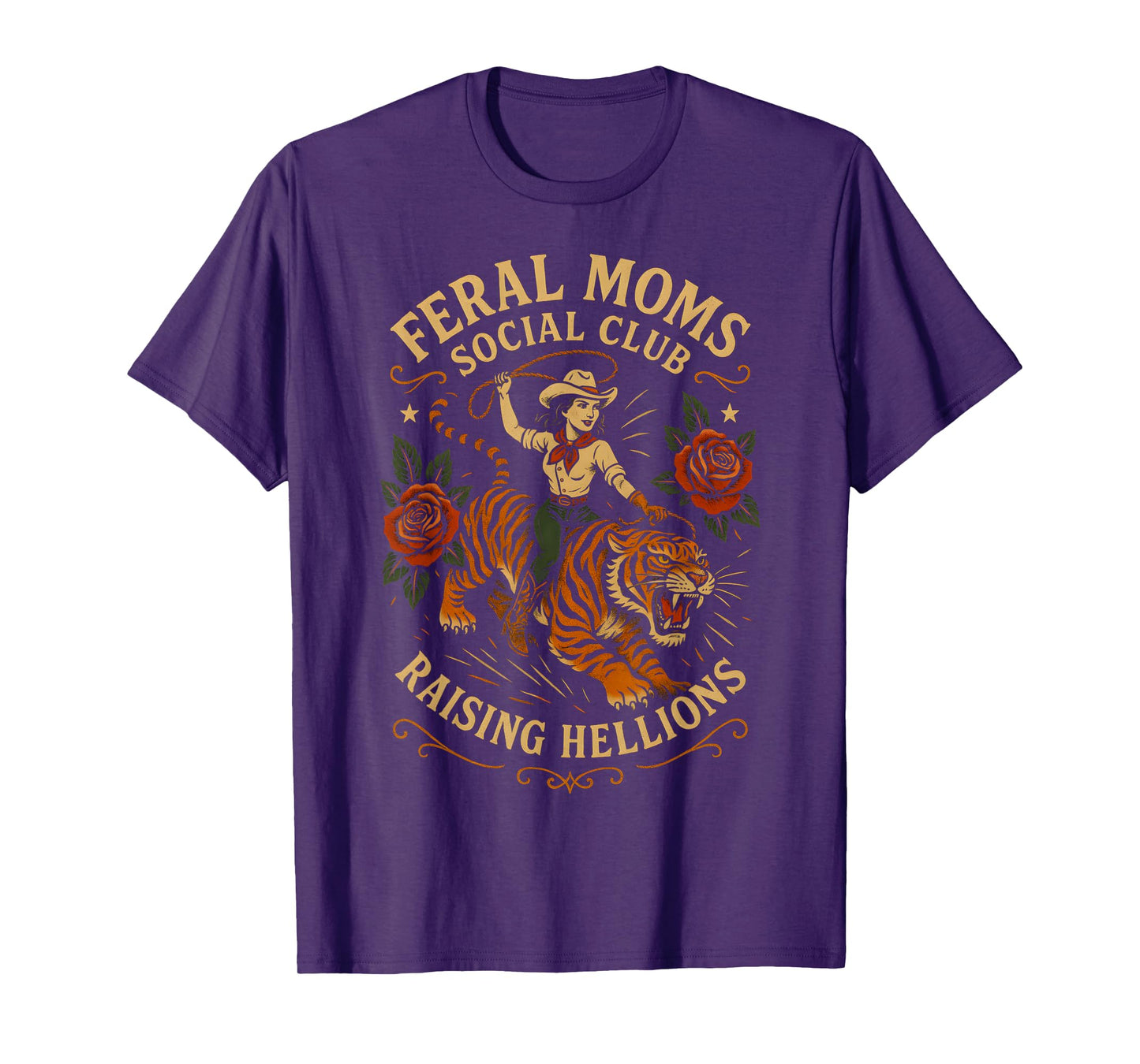 Retro Cowgirl Western Feral Moms Social Club Vintage T-Shirt