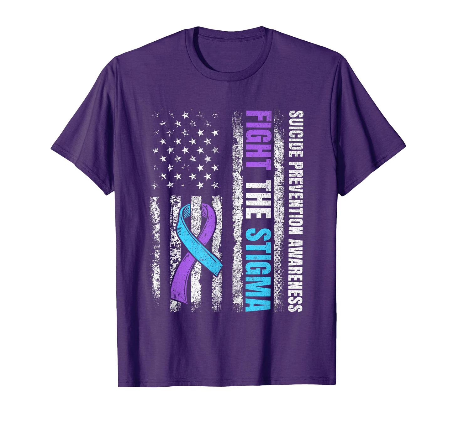 Fight The Stigma American Flag Suicide Prevention Awareness T-Shirt