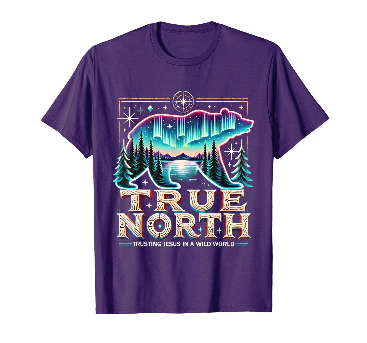 True North Compass Bear Christian Outdoor Faith Summer Camp T-Shirt
