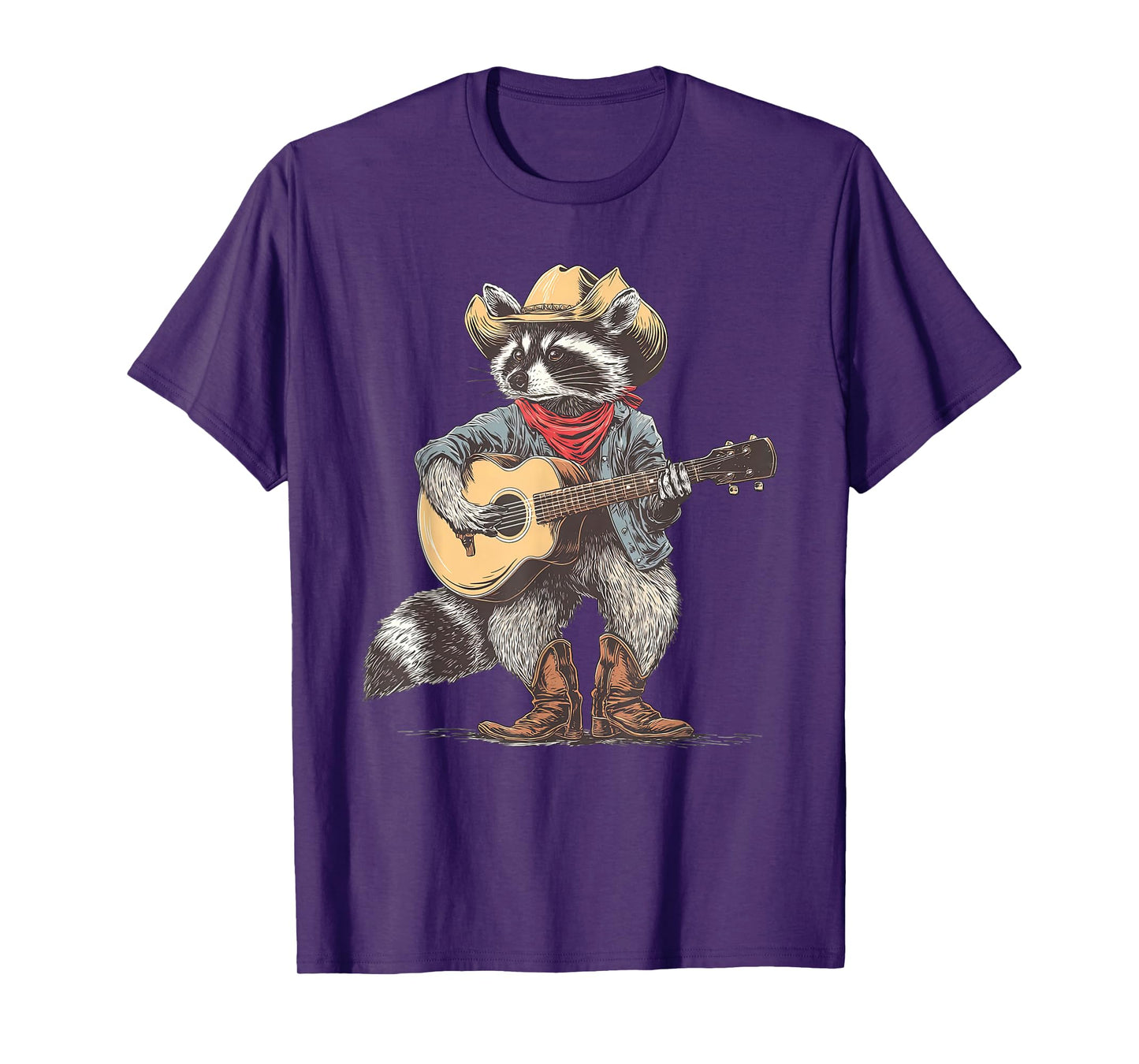 Cowboy Raccoon Playing Guitar Funny Western Country Music T-Shirt