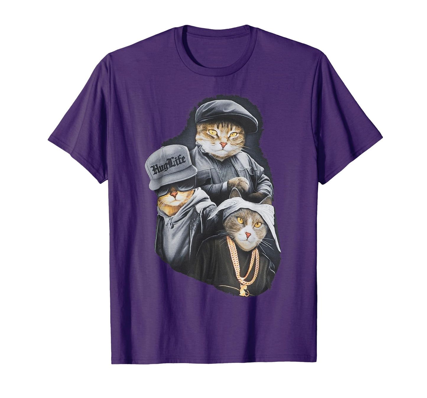 Hug Life Cat Designs Black Unisex Adult Classic Fit Modern Classic Cartoon Life T-Shirt
