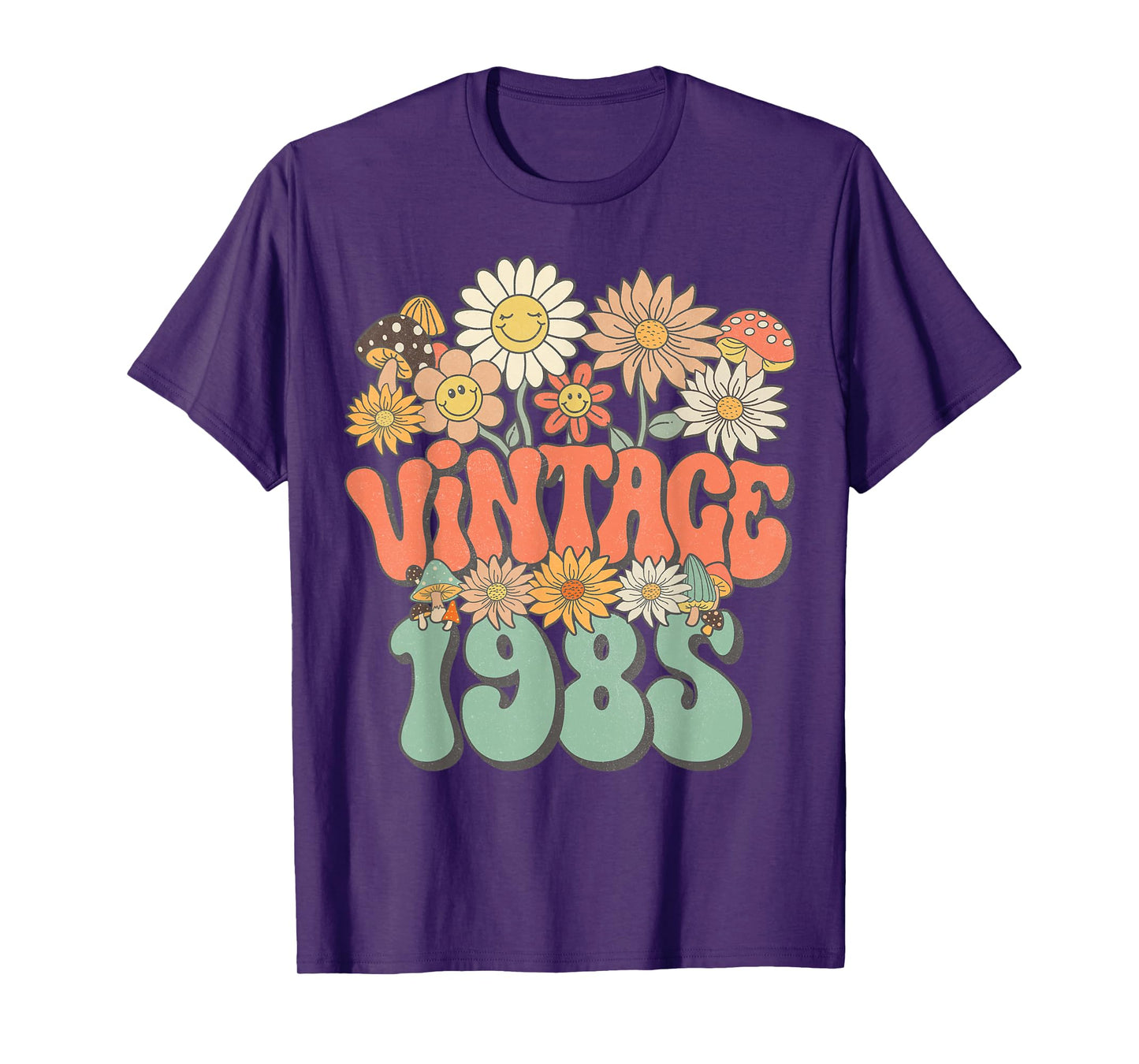 Retro Groovy Vintage 1985 Floral Hippie Daisy 40th Birthday T-Shirt