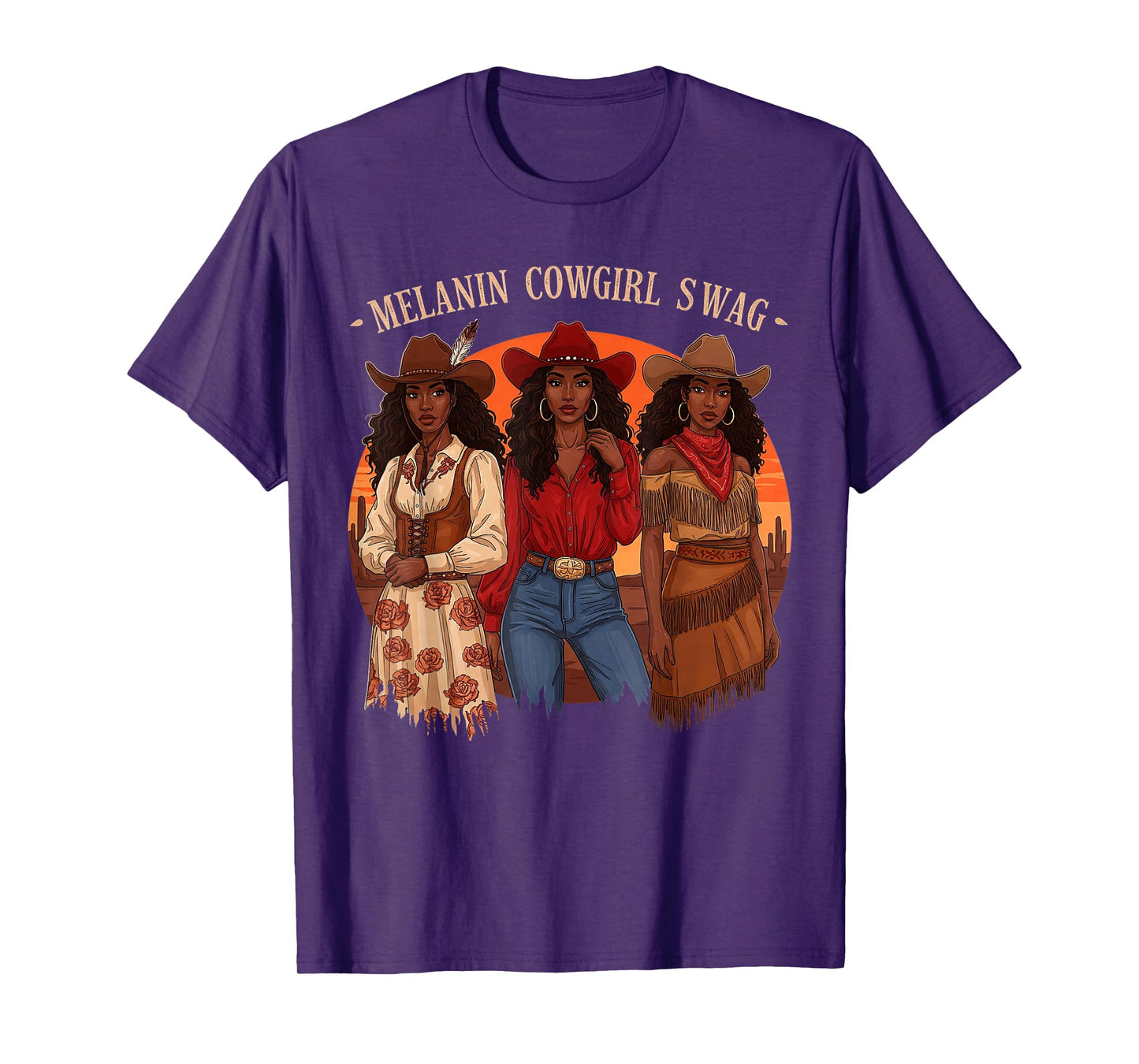 Let's Go Girls Retro Western Country Melanin Cowgirl Swag T-Shirt