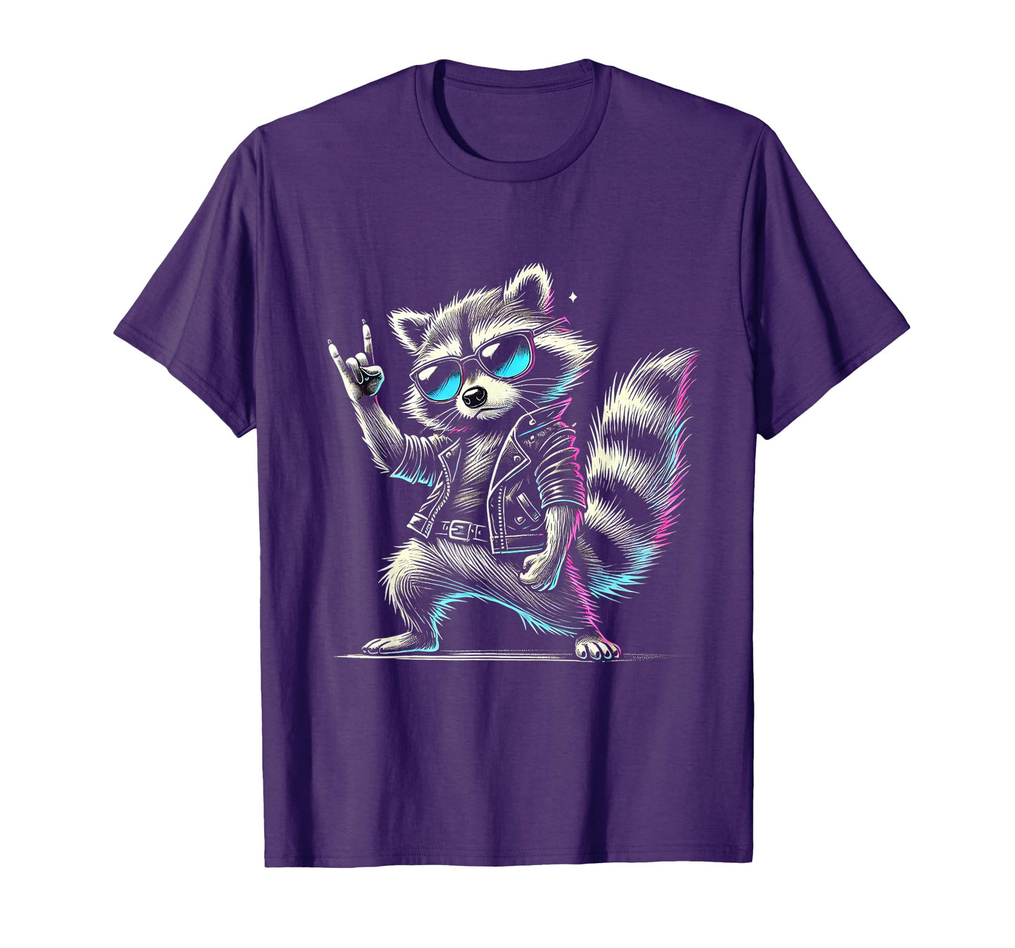 Retro Raccoon Rock Music Funny Gift for Men Women Kids T-Shirt
