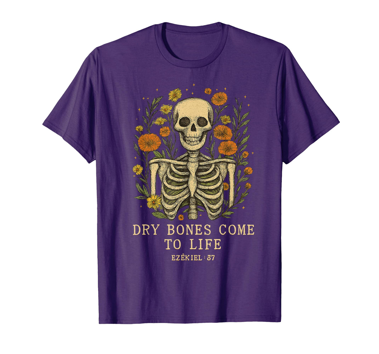 Dry Bones Come to Life Dancing Floral Skeleton T-Shirt