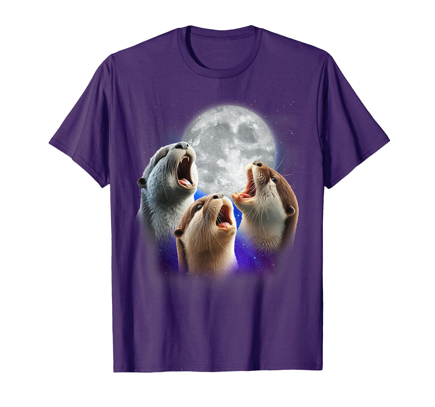 3 Otters Howling At The Moon Funny Sea Otter Animal Lover T-Shirt