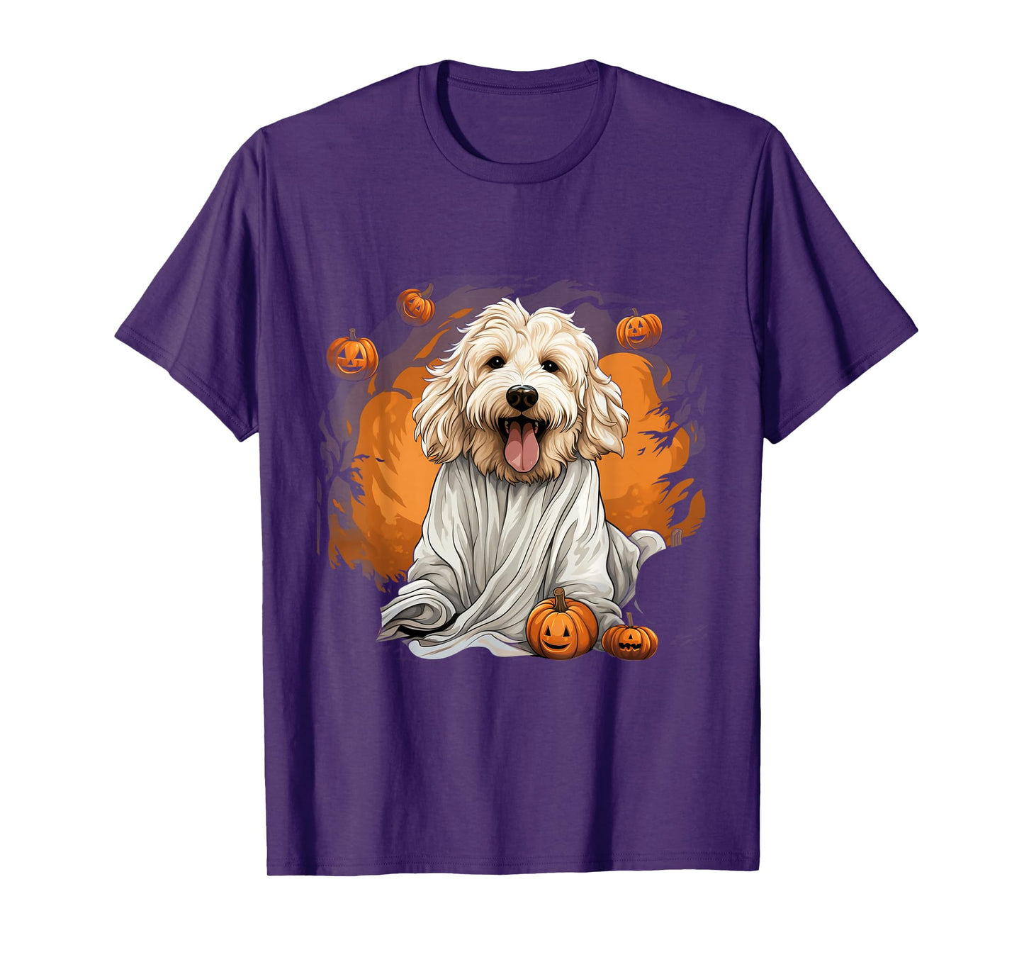 Goldendoodle Dog Ghost Funny Halloween Pumpkin For Dog T-Shirt