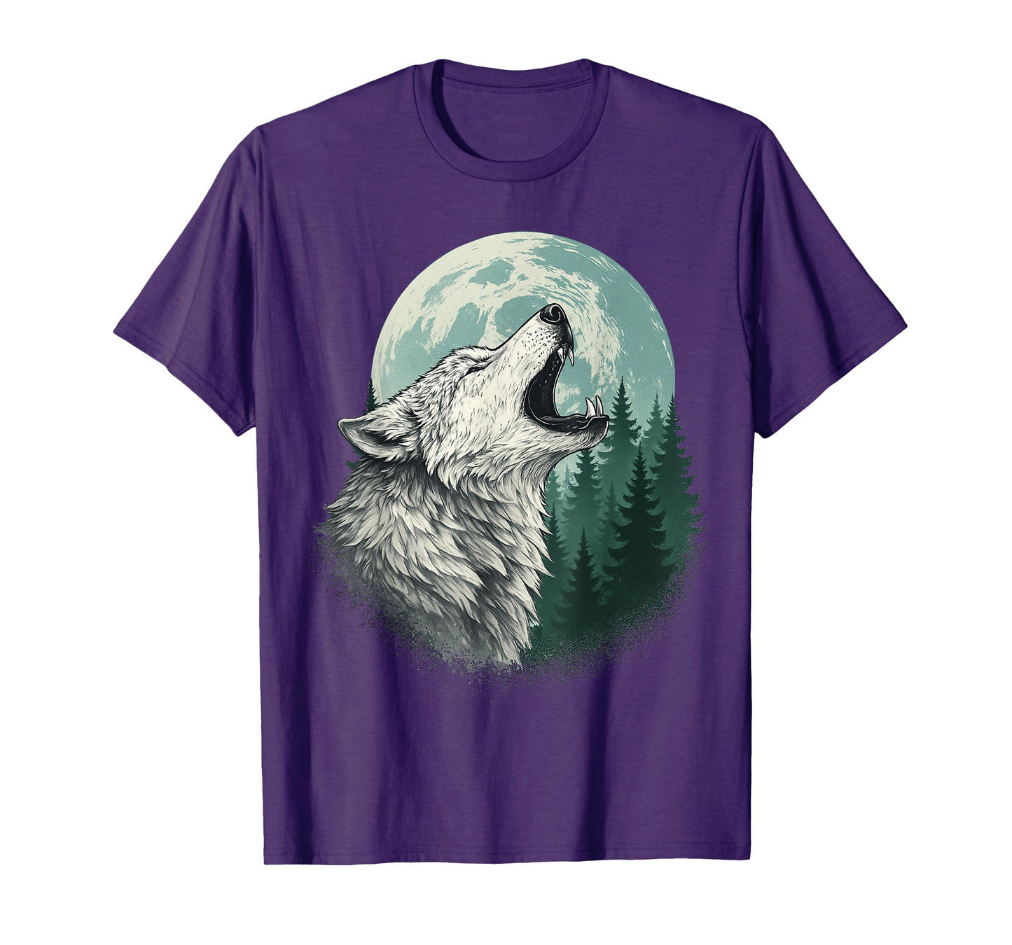 Wolf Howling at Moon Forest Wildlife Wolves Lovers T-Shirt