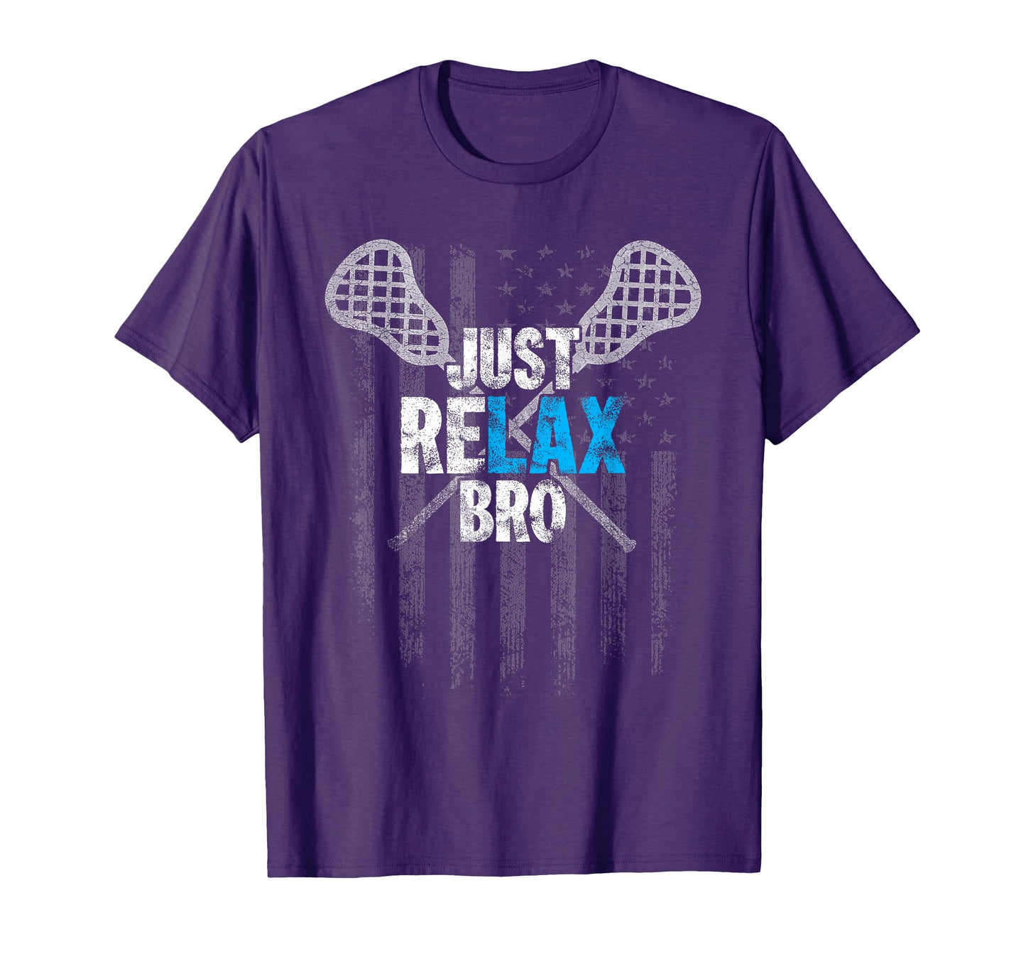 Just Relax Bro Lacrosse Sticks Distressed American Flag T-Shirt