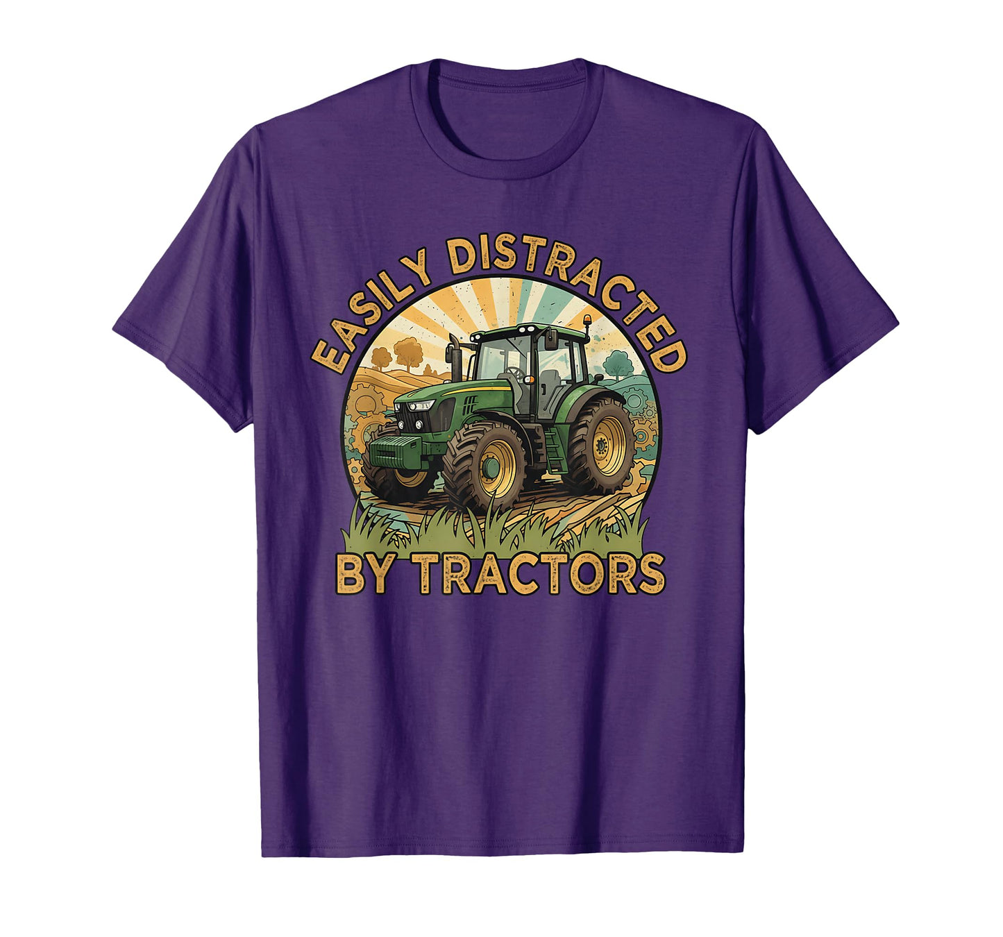 Easily Distracted by Tractors Funny Farm Life Tractor Lover T-Shirt