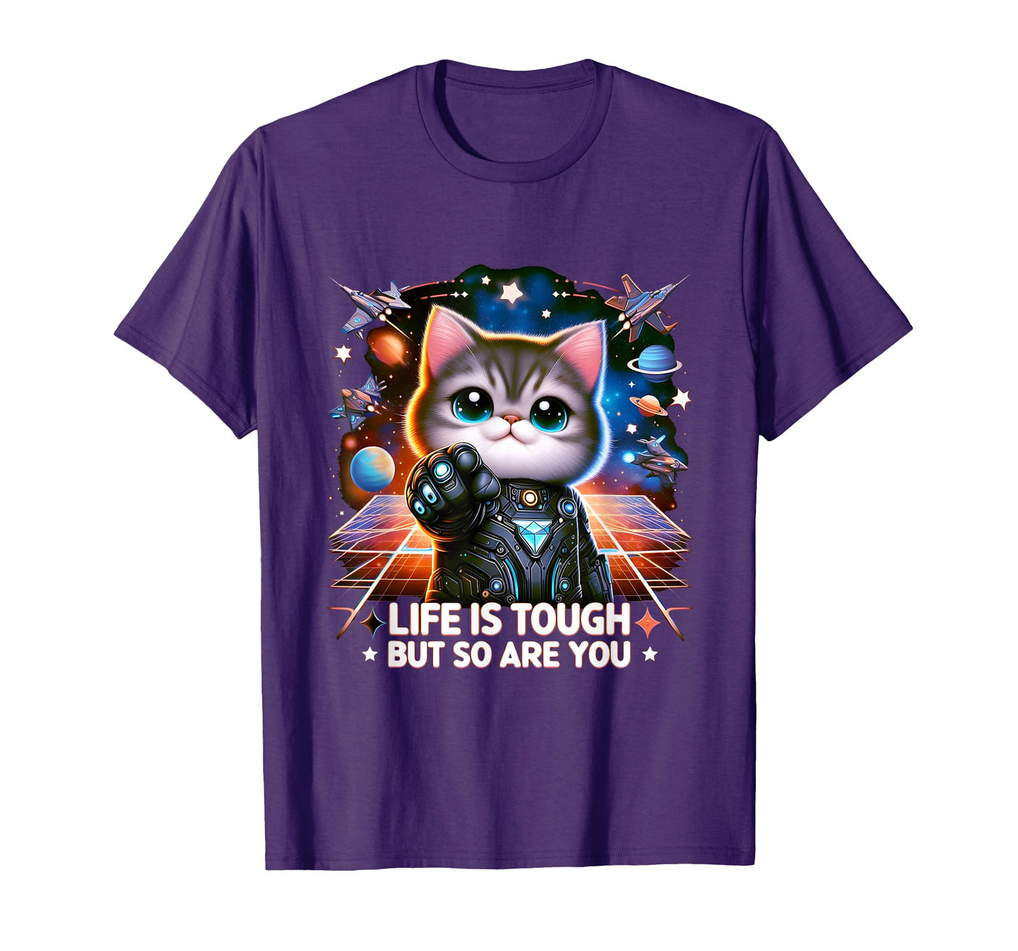 Life is Tough But So are You - Motivational Funny Cute Cat T-Shirt