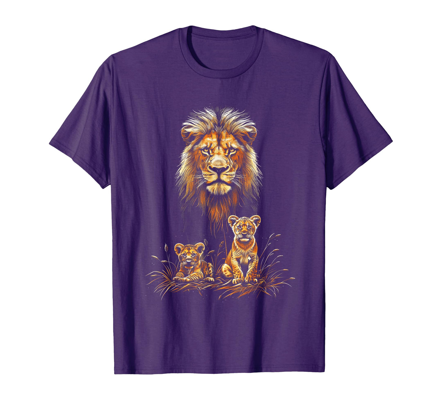 Lion Father Cubs Majestically Wildlife Jungle T-Shirt