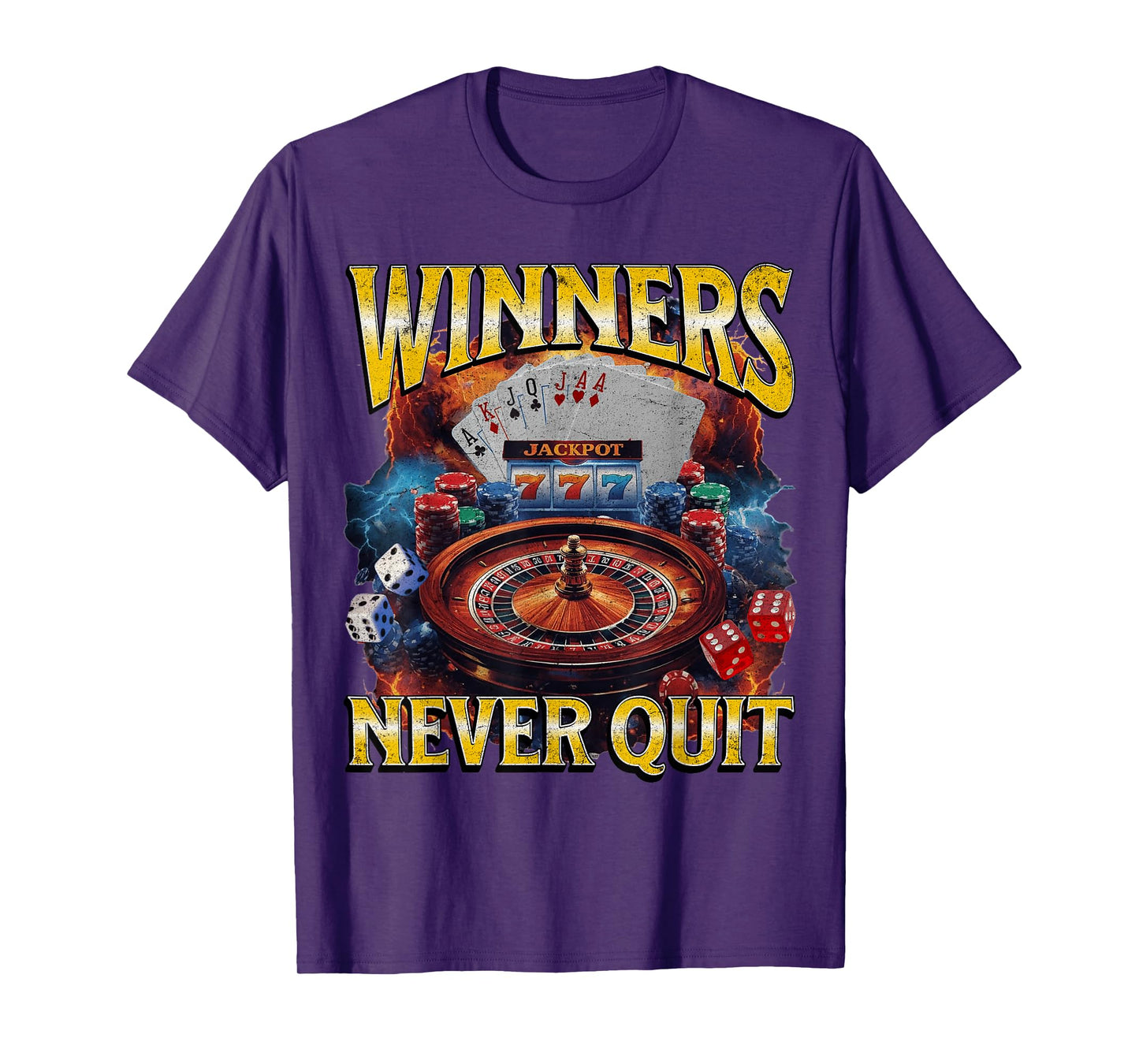 Winners Never Quit Funny Gambling Bootleg Casino T-Shirt