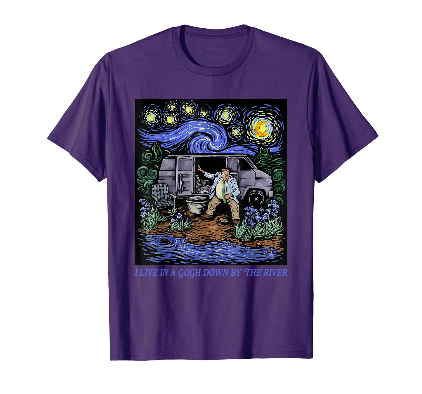 Vintage Design I Live In A Van-Gogh Down-By The River T-Shirt