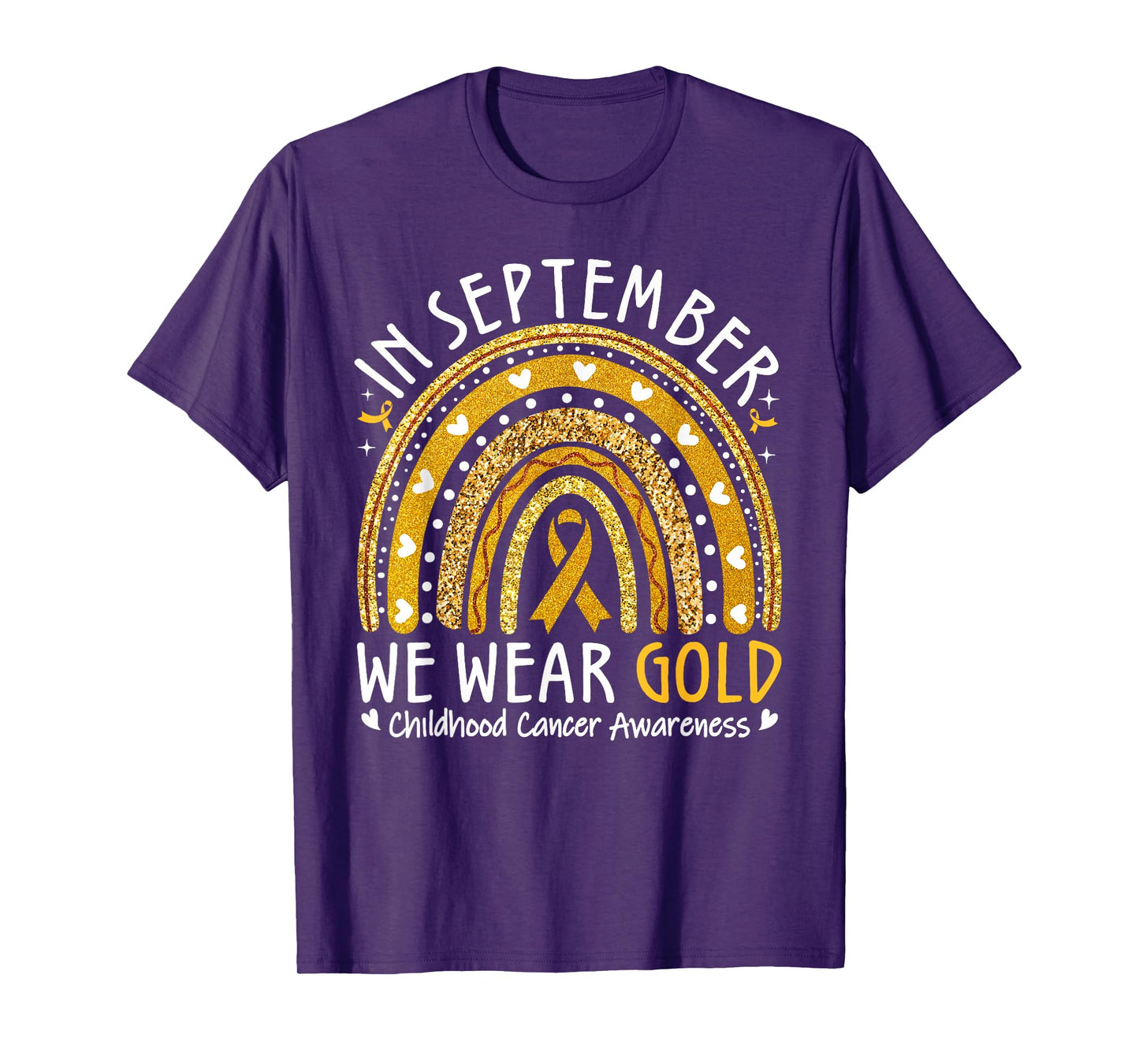In September We Wear Gold Childhood Cancer Awareness Rainbow T-Shirt