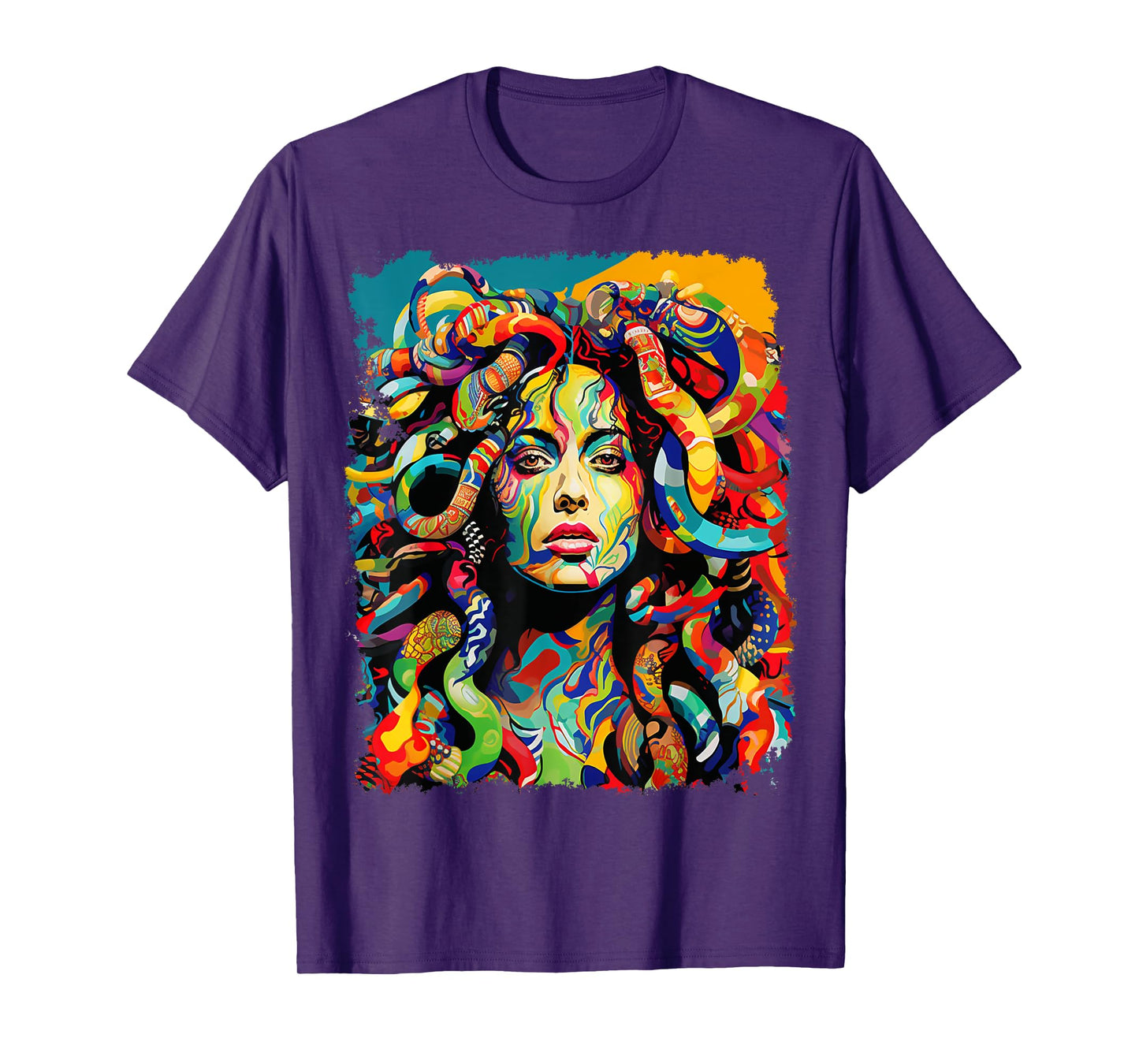 MythoThreads Women's Medusa Graphic T-Shirt - Black, Short Sleeve, Regular Fit, Small