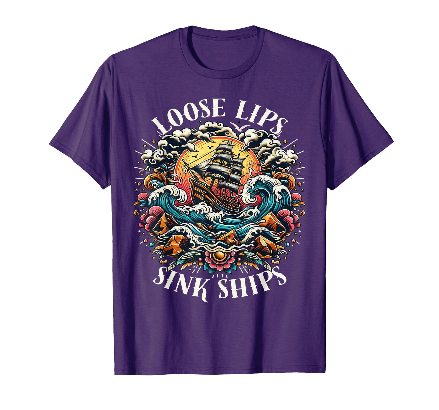 Vintage Loose Lips Sink Ships Traditional Nautical Sailor T-Shirt