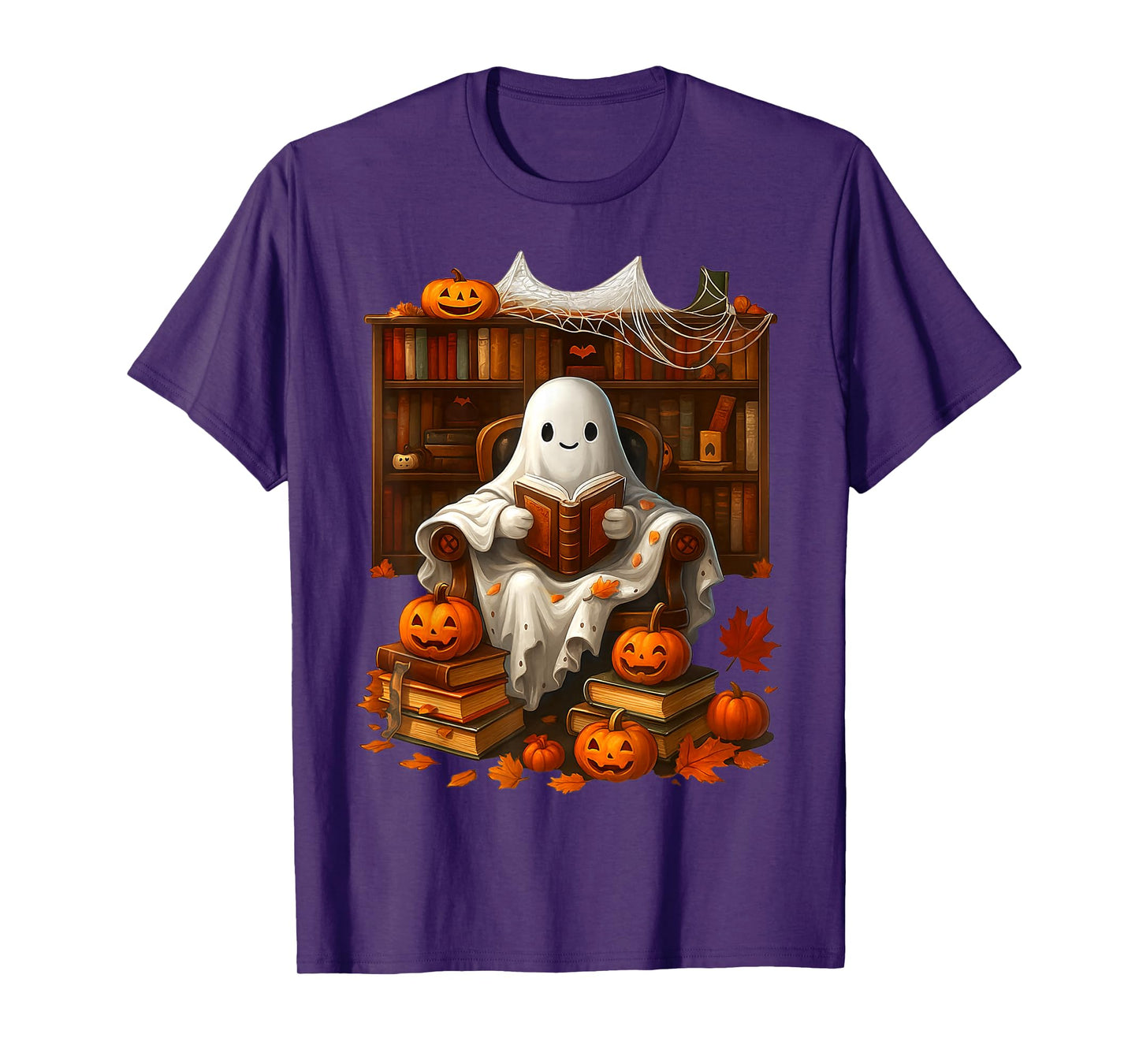 Vintage Ghost Book Reading Boo Gothic Halloween Teachers T-Shirt