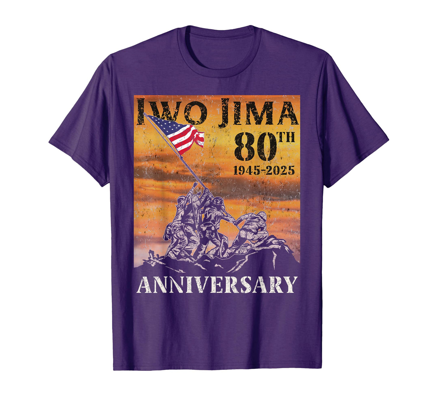 Iwo Jima 80th Anniversary WWII Veteran US Flag 4th of July T-Shirt