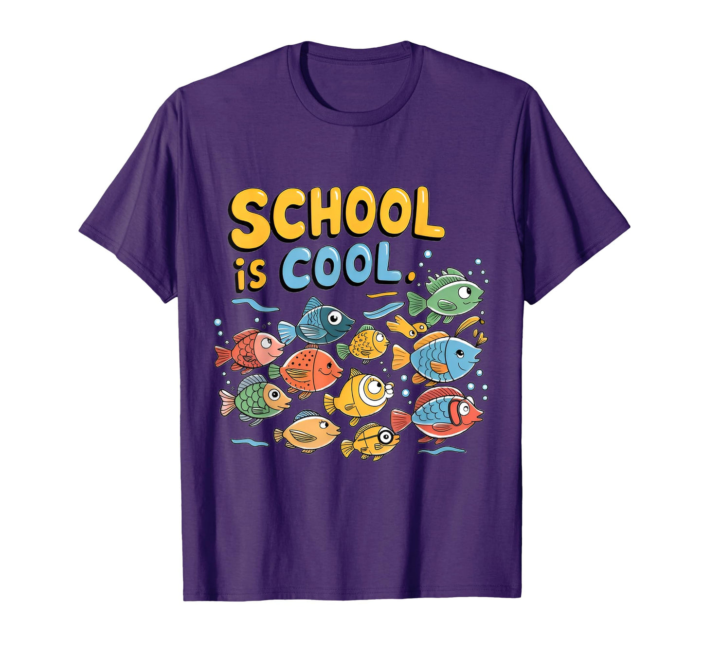 Underwater Fun Colorful School of Fish Back-to-School T-Shirt