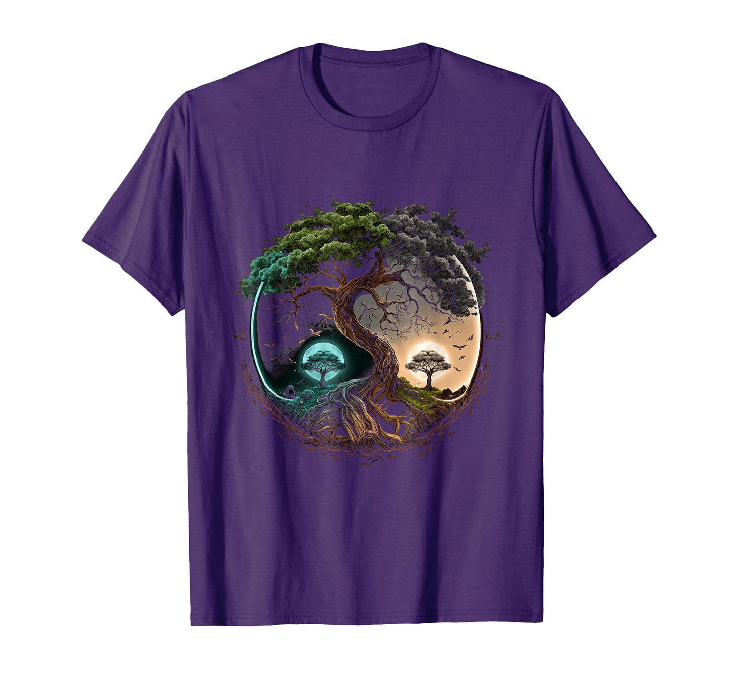 Tree Life Yin Yang Moon Sun Day And Night Bonsai Japanese T-Shirt