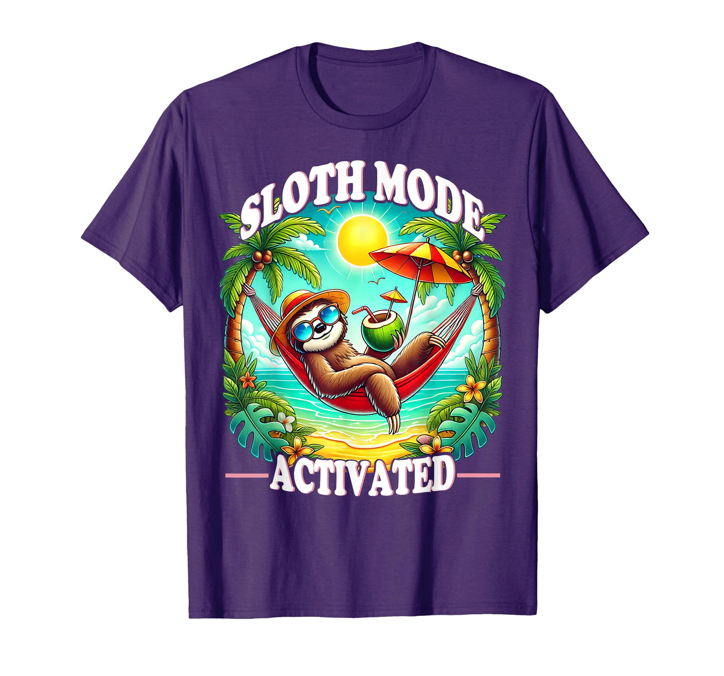 Chill Mode Activated Sloth Hammock Beach Sunset Summer Vibes T-Shirt