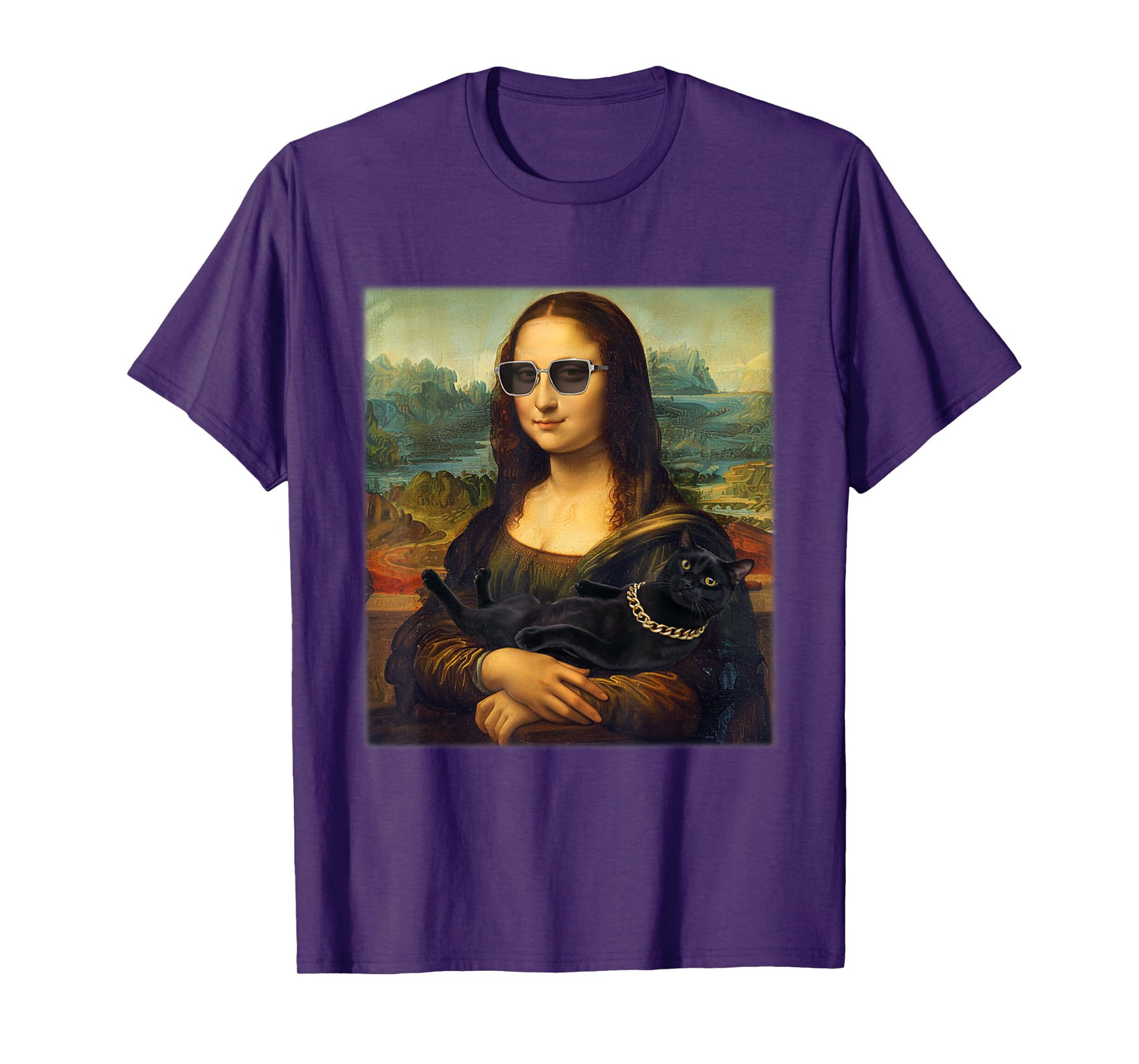 Mona Lisa Holding Cat Funny Cat Lover Art Painting Men Women T-Shirt