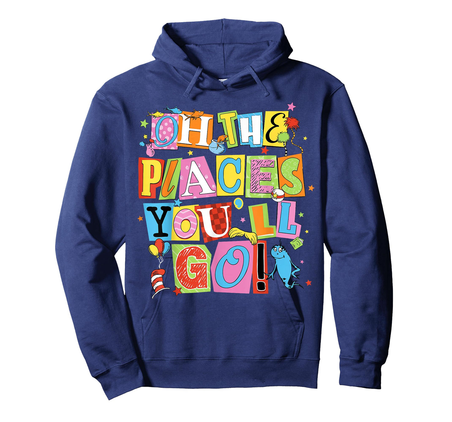 Reading Day Oh Places You Go Doctor Teacher Cat Hat Autism T-Shirt - Hoodie | Navy