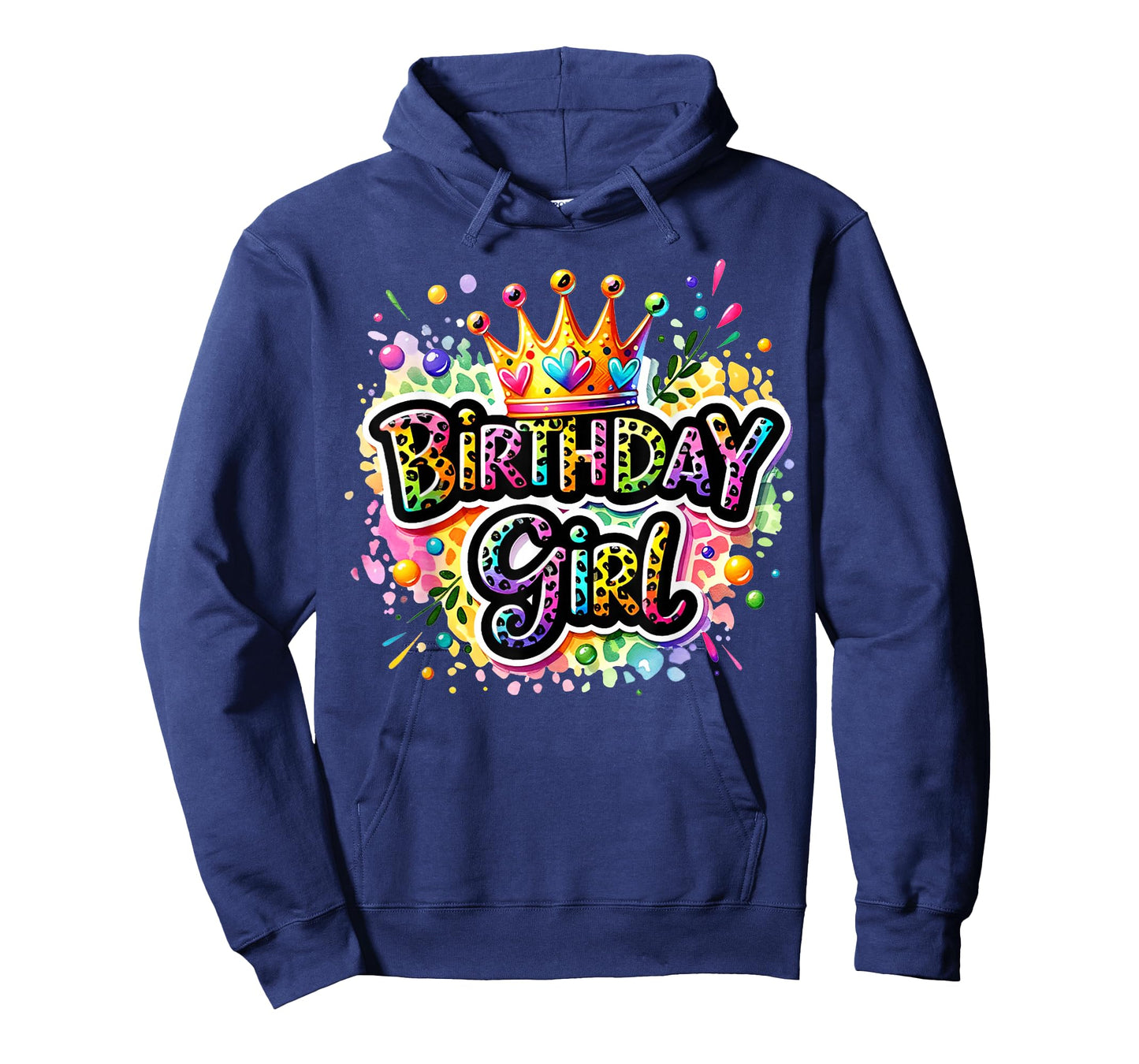 Birthday Girl Leopard Colorful Queen Crown Bday Party Family T-Shirt