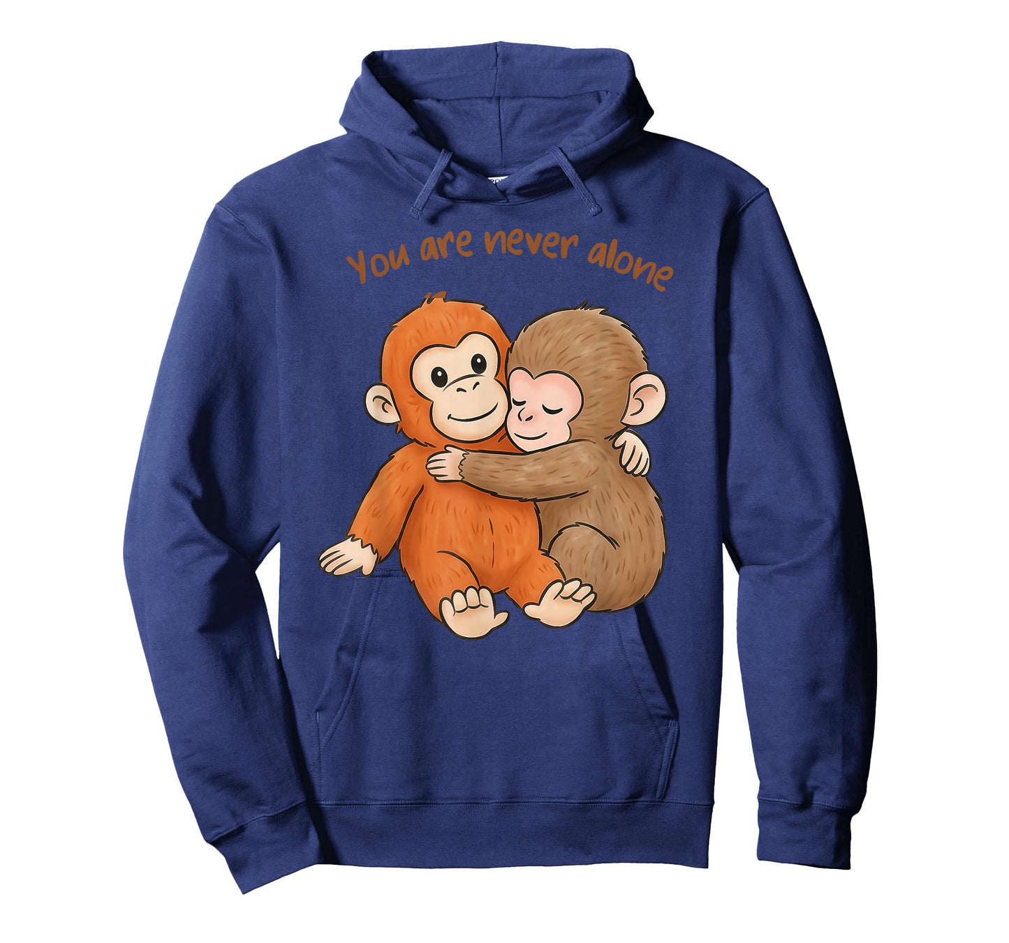 Punch The Cute Baby Monkey Hugging You are Never Alone T-Shirt - Hoodie | Navy