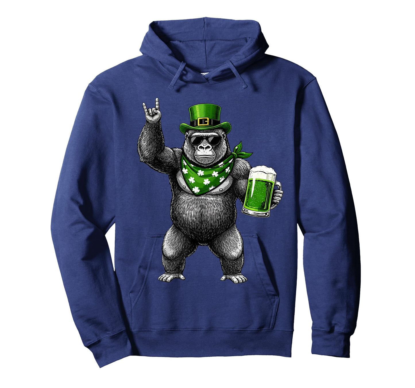 Funny Gorilla St Patty's Shamrock Beer St Patrick's Day Men T-Shirt - Hoodie | Navy