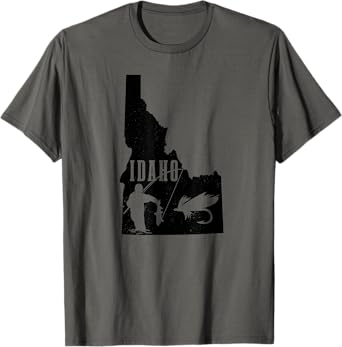 Idaho Fly Fishing Vintage State Map Trout T-Shirt