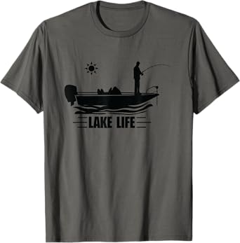 Lake Life Bass Fishing Bass Boat Boating Camping Campfire T-Shirt