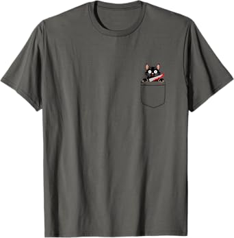 Funny Adult Humour Cat Pocket Tee, Unisex Adult, Short Sleeve, Grey, Small, T-Shirt