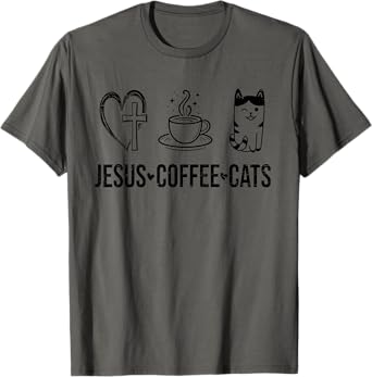 Jesus Coffee Cats Funny Christian Cat Owners Lovers Men Women T-Shirt