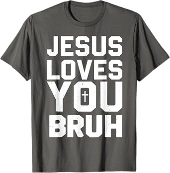 Minimalistic Jesus Love You Bruh Funny Christian Youth Boy T-Shirt
