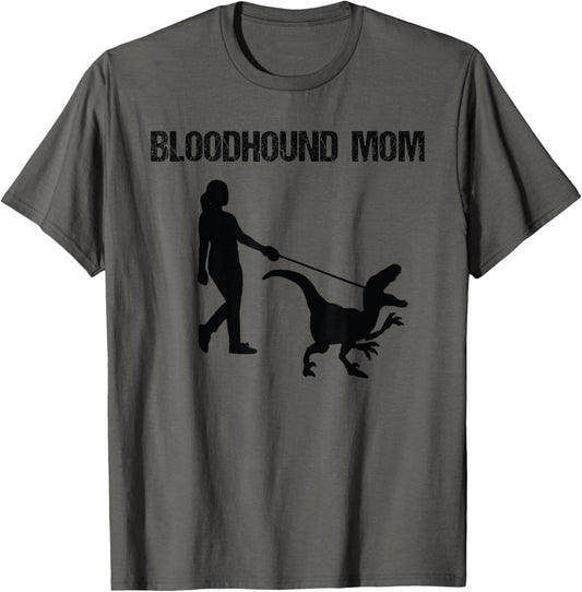 funny Bloodhound Dog mom Dinosaur T-Shirt