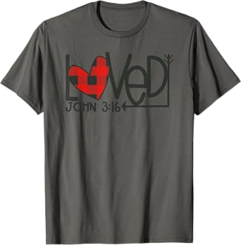 Loved John 3:16 Plaid Heart Christian Valentines Day T-Shirt